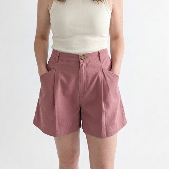 Zara Pants - Zara high waisted pleated shorts mauve red medium